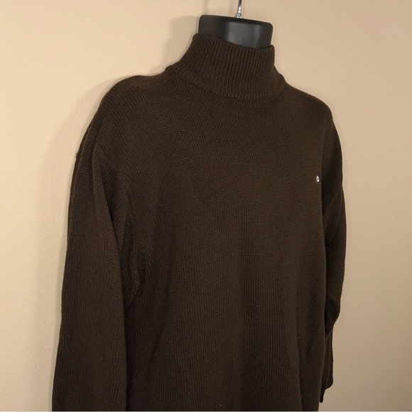 VINTAGE SOUTH POLE BROWN RIBBED SWEATER MENS 90’s TURTLENECK LONG SLEEVE - Picture 6 of 12